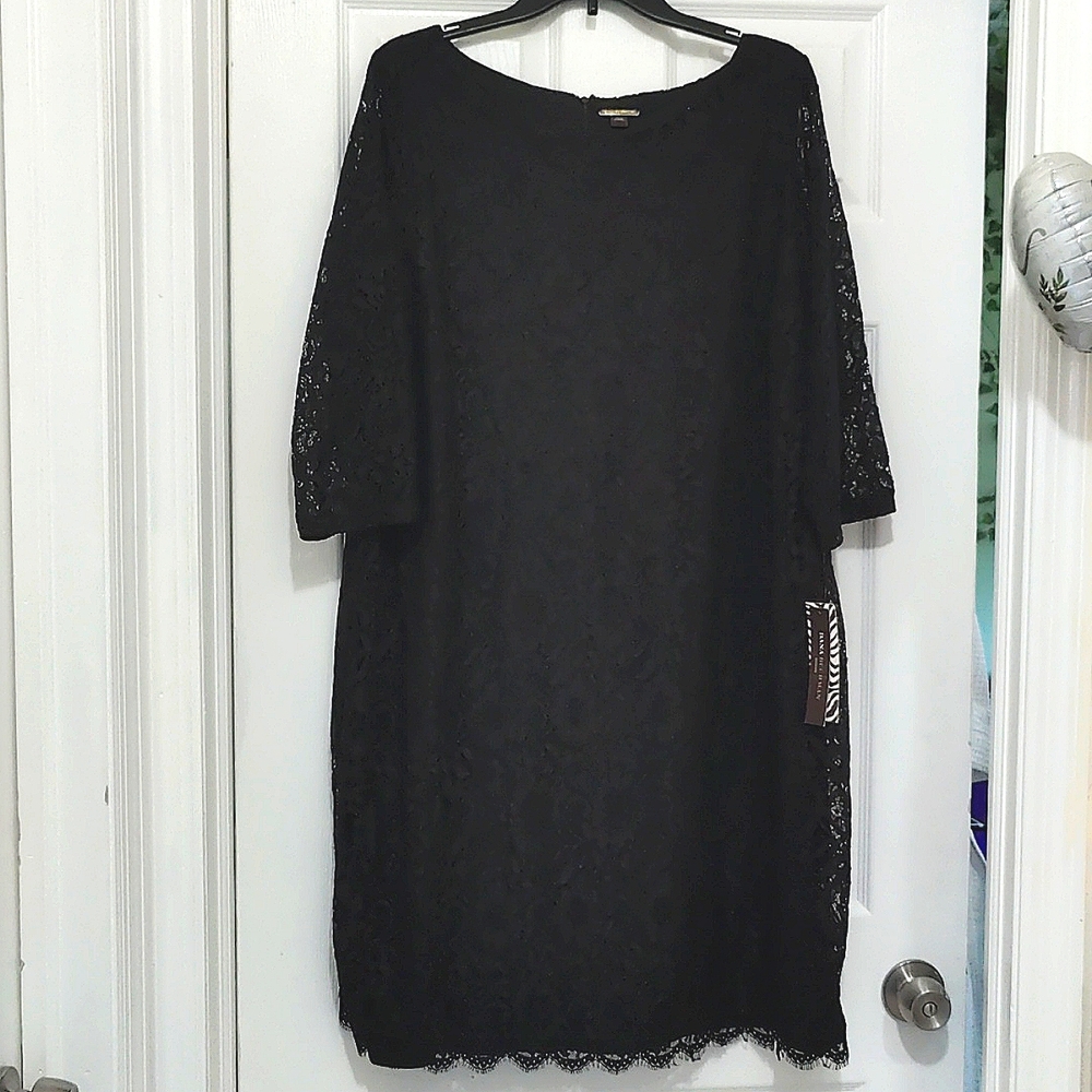 NWT Dana Buchman black lace dress Sz 20W